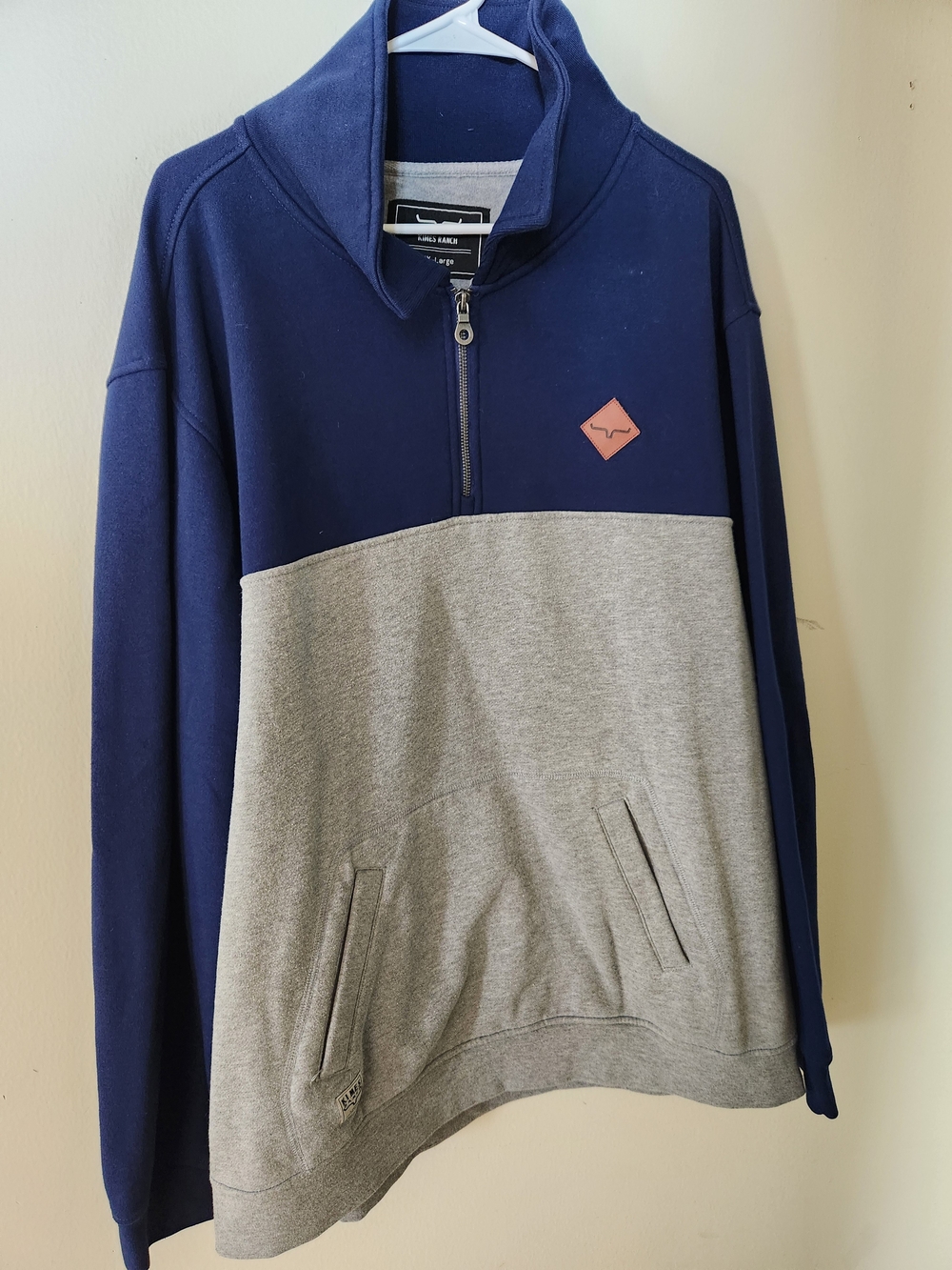 Kimes Ranch Navy and Light Gray Colorblock Zip Pullover XXL